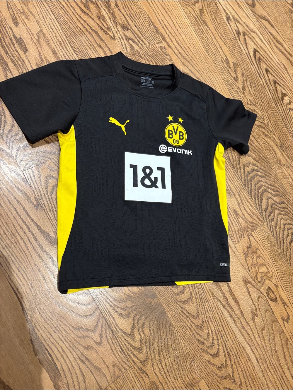 BVB Dortmund Kids Black and Yellow Soccer Jersey with Club Crest